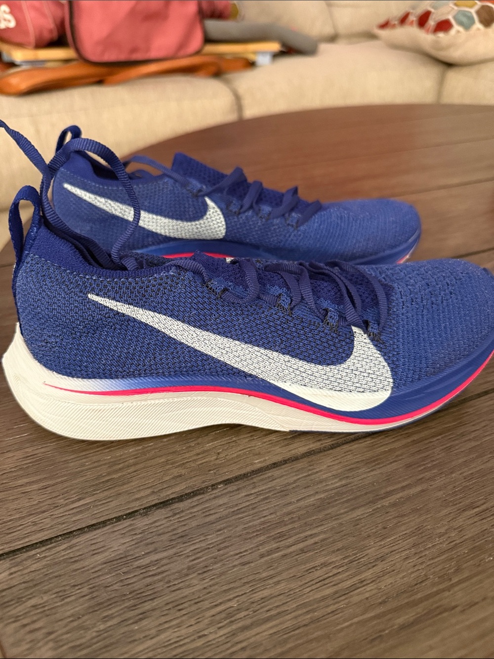 Nike Women's Racing Air Zoom Vaporfly 4% - Blue/White with Pink Accent